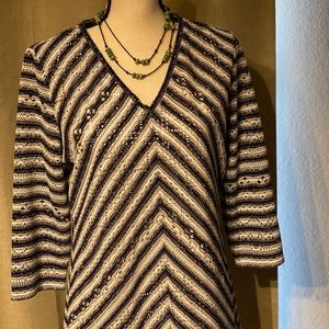 EUC Blue and white striped tunic blouse. Size Med.